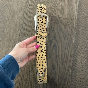Topshop Leopard Print Calf Hair Belt, Size XS / Small
